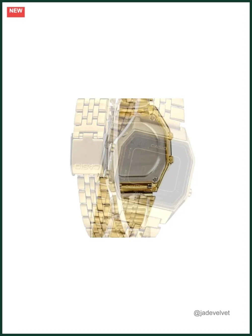 Women's Vintage Gold Stainless Steel Band Digital Watch Rectangle Face LED